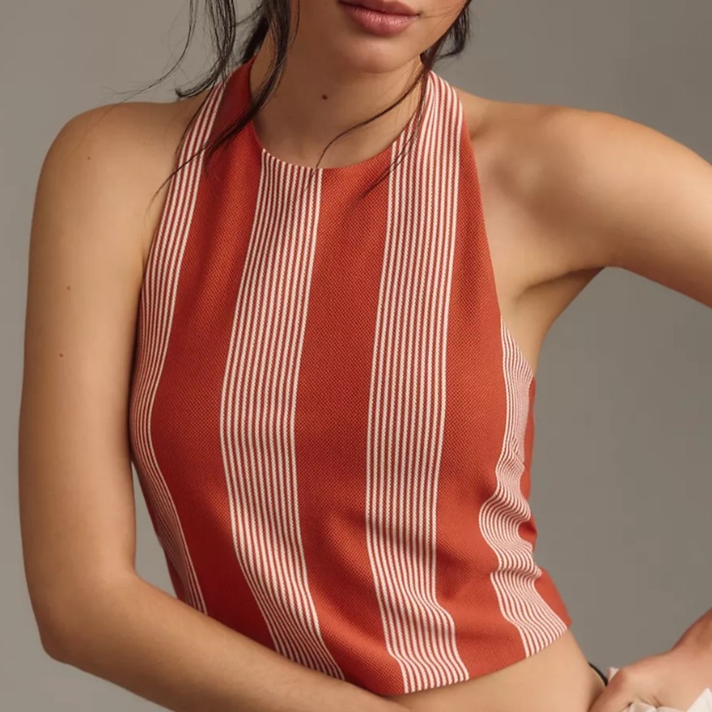 bishop + young Red and White Striped Halter Top